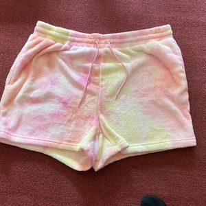 Super comfy fuzzy tie dye shorts